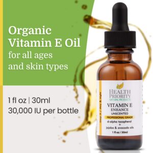 Organic Vitamin E Oil for Skin & Scars |100% Pure Natural Vitamin E Serum Hand Made in South Carolina | 15000 IU Vitamin E for Face & Hair| Non-GMO, Gluten & Cruelty Free, Vegan | Unscented 1 Fl Oz