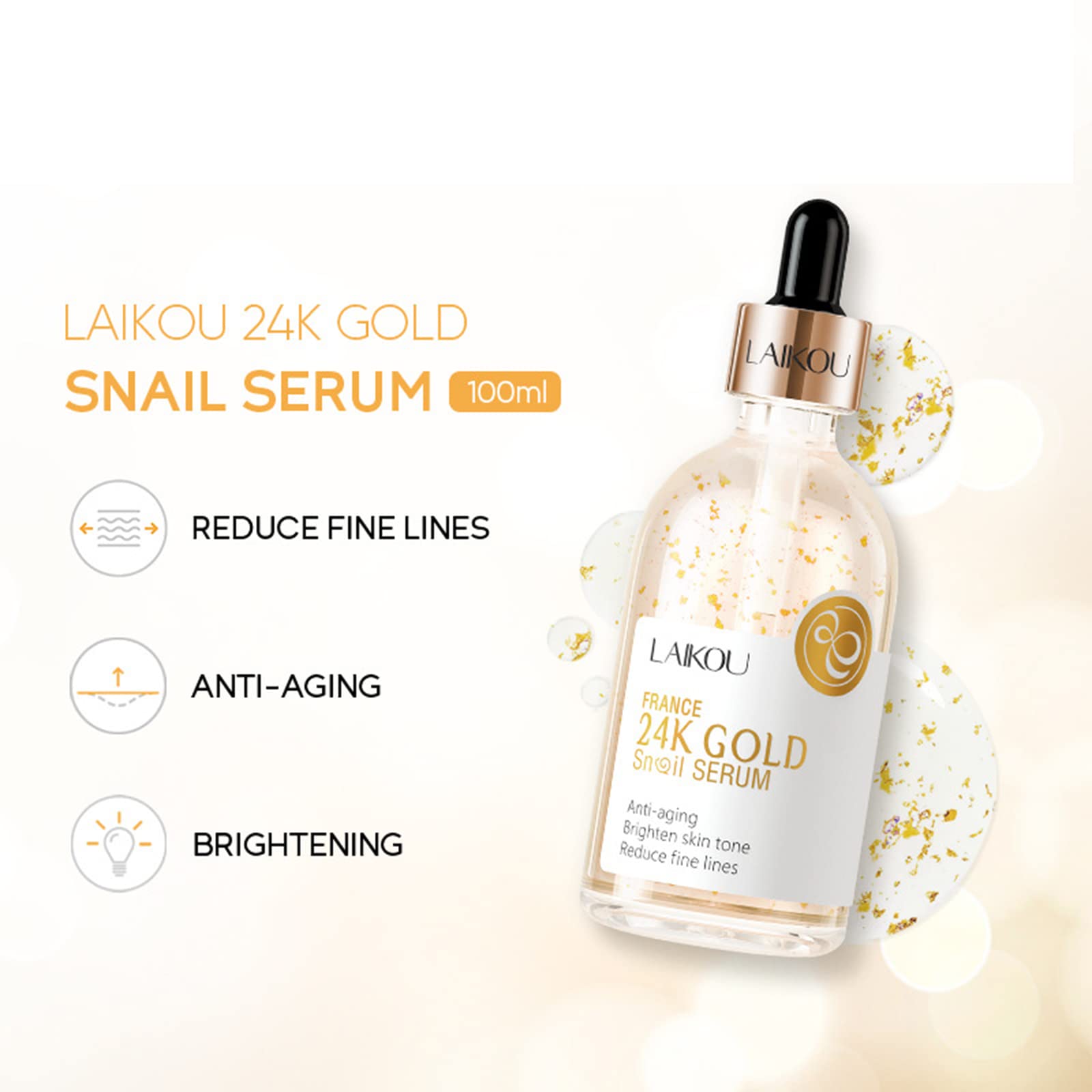 MIESCHER Snail Serum for Face,Hyaluronic Acid Serum with Vitamin B3 Oil Niacinamide Serum Facial 24k Gold Snail Collagen Reduces Fine Lines Brightening Nourishing Hydrating Face Serum Skincare Product