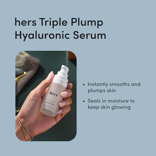 Hers Triple Plump Hyaluronic Serum - Deeply Hydrating Hyaluronic Acid Face Serum with 3 Different Molecular Weights - Provides 3 Levels of Hydration - Hyaluronic Face Serum - 30 mL