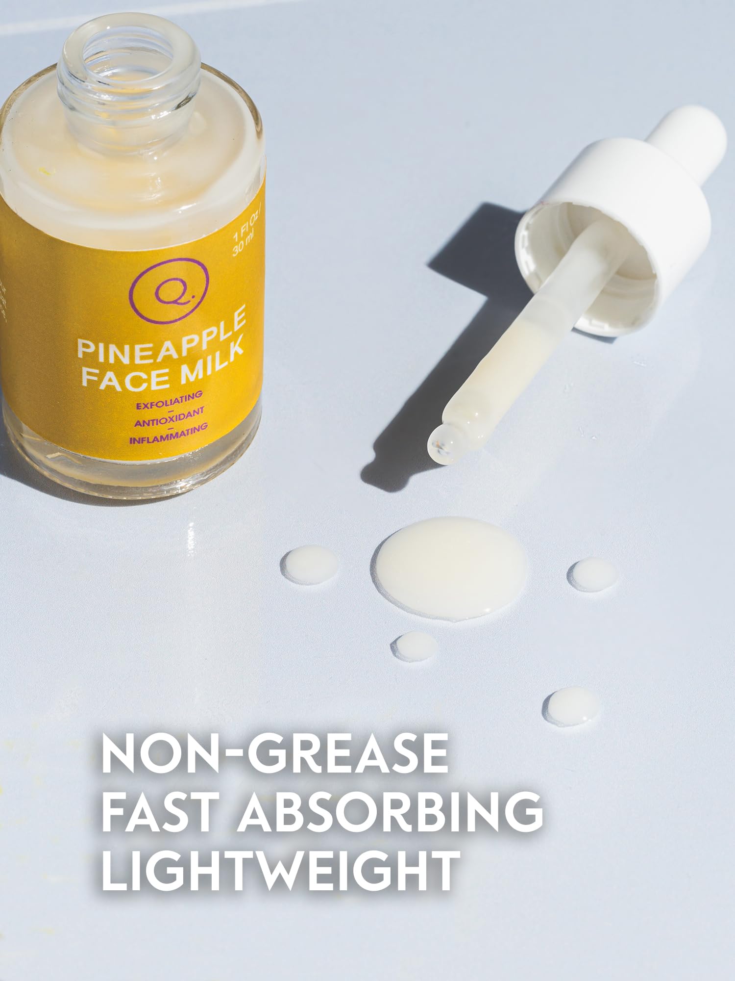 Exfoliating Pineapple Face Milk Serum with Olive Leaf Extract and Allantoin, 1 Fl Oz / 30 ml