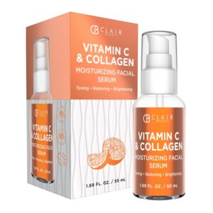 clear beauty vitamin c and collagen face serum - reduce dark spots & wrinkles, moisturizing, anti-aging & brightening facial serum - cruelty free korean skin care for all skin types