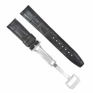 ewatchparts 20mm leather watch band strap compatible with iwc pilot portuguese deployment clasp black