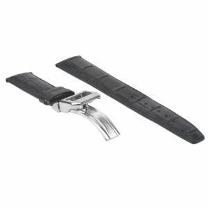 Ewatchparts 20MM LEATHER WATCH BAND STRAP COMPATIBLE WITH IWC PILOT PORTUGUESE DEPLOYMENT CLASP BLACK