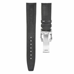 Ewatchparts 20MM LEATHER WATCH BAND STRAP COMPATIBLE WITH IWC PILOT PORTUGUESE DEPLOYMENT CLASP BLACK