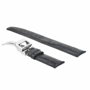 Ewatchparts 20MM LEATHER WATCH BAND STRAP COMPATIBLE WITH IWC PILOT PORTUGUESE DEPLOYMENT CLASP BLACK