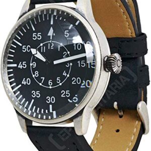 Mil-Tec Vintage Aviator Watch Black Dial Quartz Mens Flieger Pilot World War 2 Wristwatch