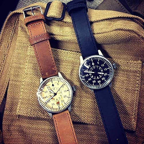 Mil-Tec Vintage Aviator Watch Black Dial Quartz Mens Flieger Pilot World War 2 Wristwatch