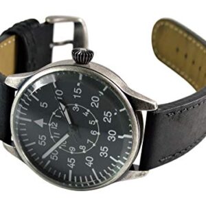 Mil-Tec Vintage Aviator Watch Black Dial Quartz Mens Flieger Pilot World War 2 Wristwatch