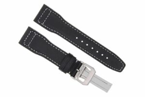 ewatchparts 21mm leather watch strap band compatible with iwc pilot portuguese watch clasp black ws