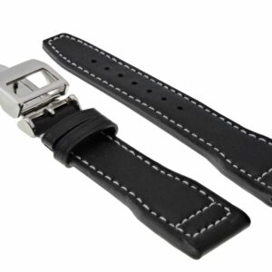 Ewatchparts 21MM LEATHER WATCH STRAP BAND COMPATIBLE WITH IWC PILOT PORTUGUESE WATCH CLASP BLACK WS