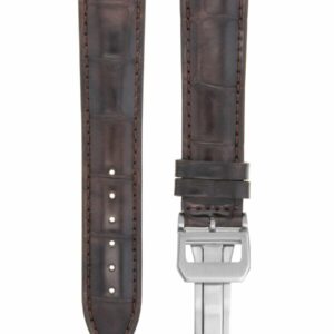 Ewatchparts 20MM LEATHER STRAP WATCH BAND COMPATIBLE WITH IWC PORTUGUESE DEPLOYMENT CLASP DARK BROWN