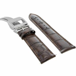 Ewatchparts 20MM LEATHER STRAP WATCH BAND COMPATIBLE WITH IWC PORTUGUESE DEPLOYMENT CLASP DARK BROWN