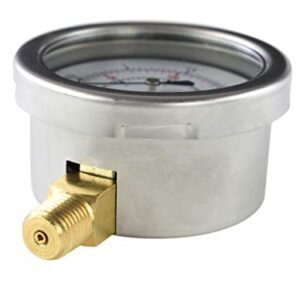 CARBO Instruments Diaphragm Low Pressure Capsule Gauge, 2-1/2" Dial, 0-35 oz/0-60in H2O Range, 1/4" NPT Lower Mount, Stainless Steel Case, Brass Internals, Adjustable, Dual Scale 35 oz/60 inH2O (IWC)