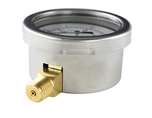 CARBO Instruments Diaphragm Low Pressure Capsule Gauge, 2-1/2" Dial, 0-35 oz/0-60in H2O Range, 1/4" NPT Lower Mount, Stainless Steel Case, Brass Internals, Adjustable, Dual Scale 35 oz/60 inH2O (IWC)