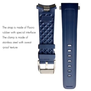 HAODEE 22mm Fluorine Rubber Watch Strap Soft Black Blue Watch Bands for IWC AQUATIMER FAMILY for Men Bracelet (Color : Preto, Size : 22mm)