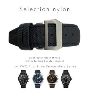 MAALYA 20mm 21mm 22mm Nylon Calfskin Watchband Fit for IWC Big Pilot IW377714 Mark18 SPITFIRE Nylon Real Leather Strap (Color : Black Black line 1, Size : 21mm)