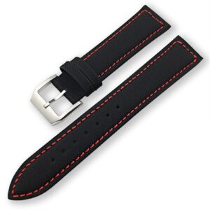 SKM 20mm 21mm 22mm Black Nylon Fabric Wrist Watch Band Belt for IWC Mark LE Petit Prince Spitfire Watch Accessories (Color : Black red line, Size : 20mm)