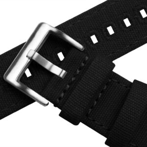 BARTON WATCH BANDS Quick Release Canvas Watch Band Straps, Black, 22mm