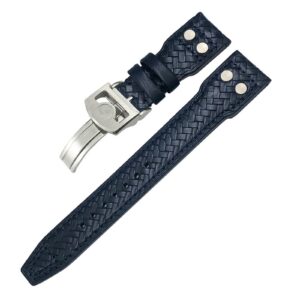 wscebck 20mm 21mm 22mm rivet woven genuine leather watch band fit for iwc big pilot portugieser pilot iw3777 seiko cowhide watch strap (color : blue silver round, size : 22mm)