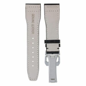 Ewatchparts 21MM LEATHER WATCH STRAP BAND CLASP COMPATIBLE WITH IWC PORTUGUESE PILOT CHRONO TOP BLACK