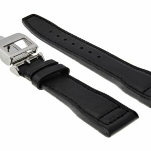 Ewatchparts 21MM LEATHER WATCH STRAP BAND CLASP COMPATIBLE WITH IWC PORTUGUESE PILOT CHRONO TOP BLACK