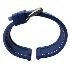 GC GUAN CHAO 20mm 22mm 19mm 21mm Soft Rubber Silicone Watchband Fit for IWC Le Petit Prince PILOT'S WATCHES TOP GUN Mark18 IW3777 IW3270 IW5009 Watch Strap (Blue white line, 22mm)