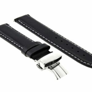 Ewatchparts 20MM SMOOTH LEATHER WATCH BAND STRAP BRACELET DEPLOYMENT CLASP COMPATIBLE WITH IWC BLACK WS