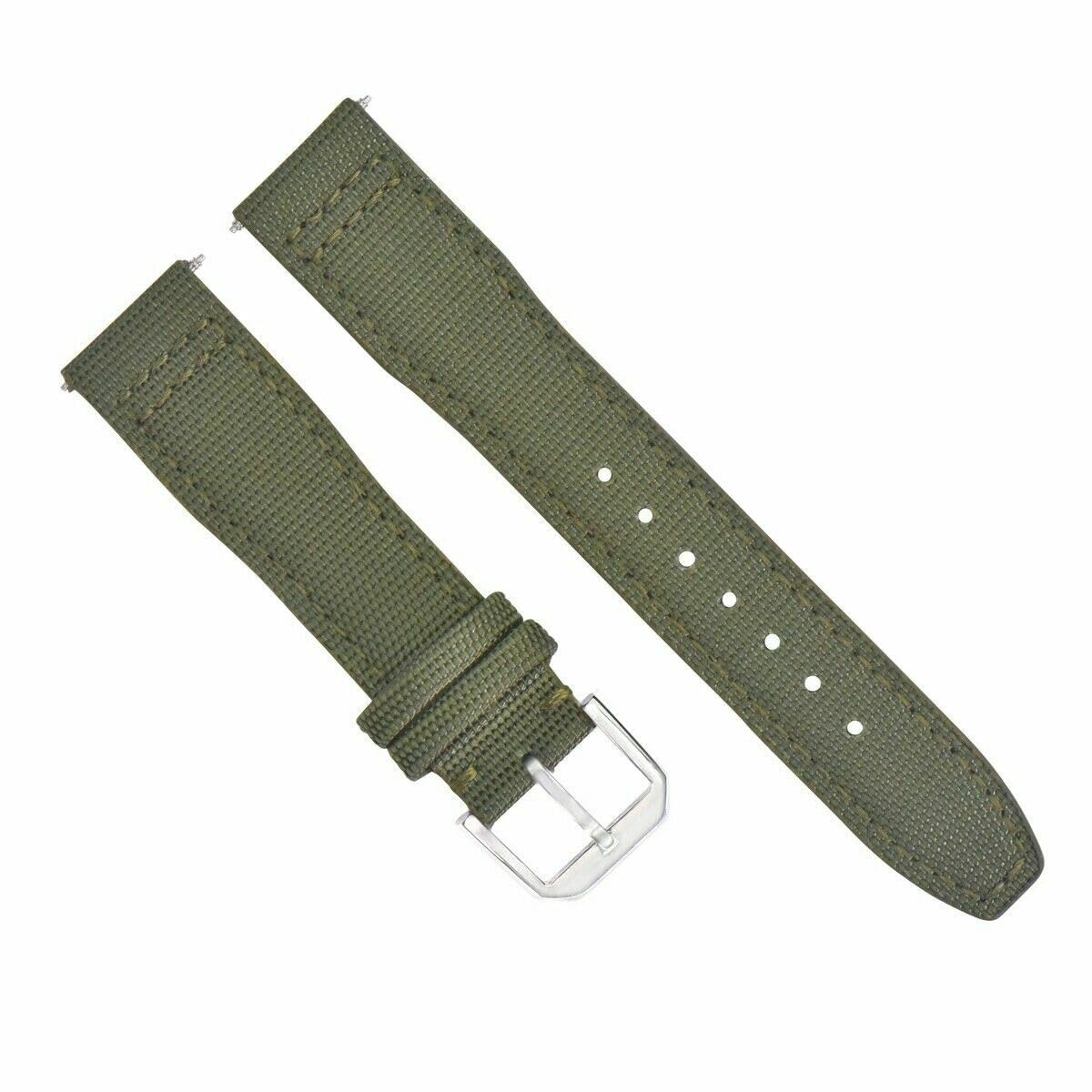 Ewatchparts 20MM CANVAS LEATHER WATCH BAND STRAP COMPATIBLE WITH IWC PILOT TOP GUN PORTUGUESE GREEN