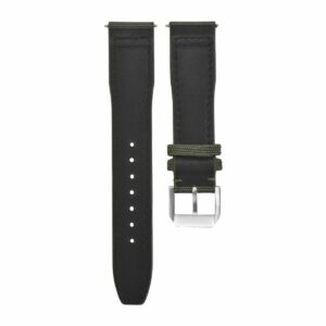 Ewatchparts 20MM CANVAS LEATHER WATCH BAND STRAP COMPATIBLE WITH IWC PILOT TOP GUN PORTUGUESE GREEN