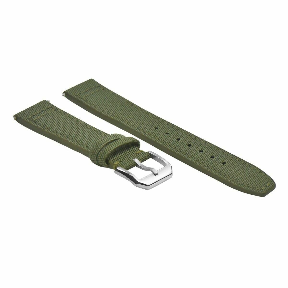 Ewatchparts 20MM CANVAS LEATHER WATCH BAND STRAP COMPATIBLE WITH IWC PILOT TOP GUN PORTUGUESE GREEN