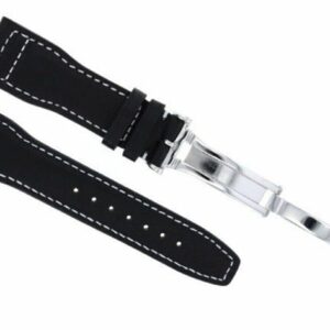 Ewatchparts 21MM LEATHER WATCH STRAP BAND COMPATIBLE WITH IWC PORTUGUESE PILOT SHINY CLASP BLACK WS