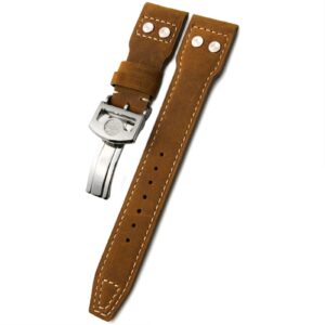 skm 20mm 21mm 22mm rivet calfskin watch band fit for iwc watch big iw5009 spitfire iw3777 le petit prince mark strap (color : crazy horse leather, size : 21mm)