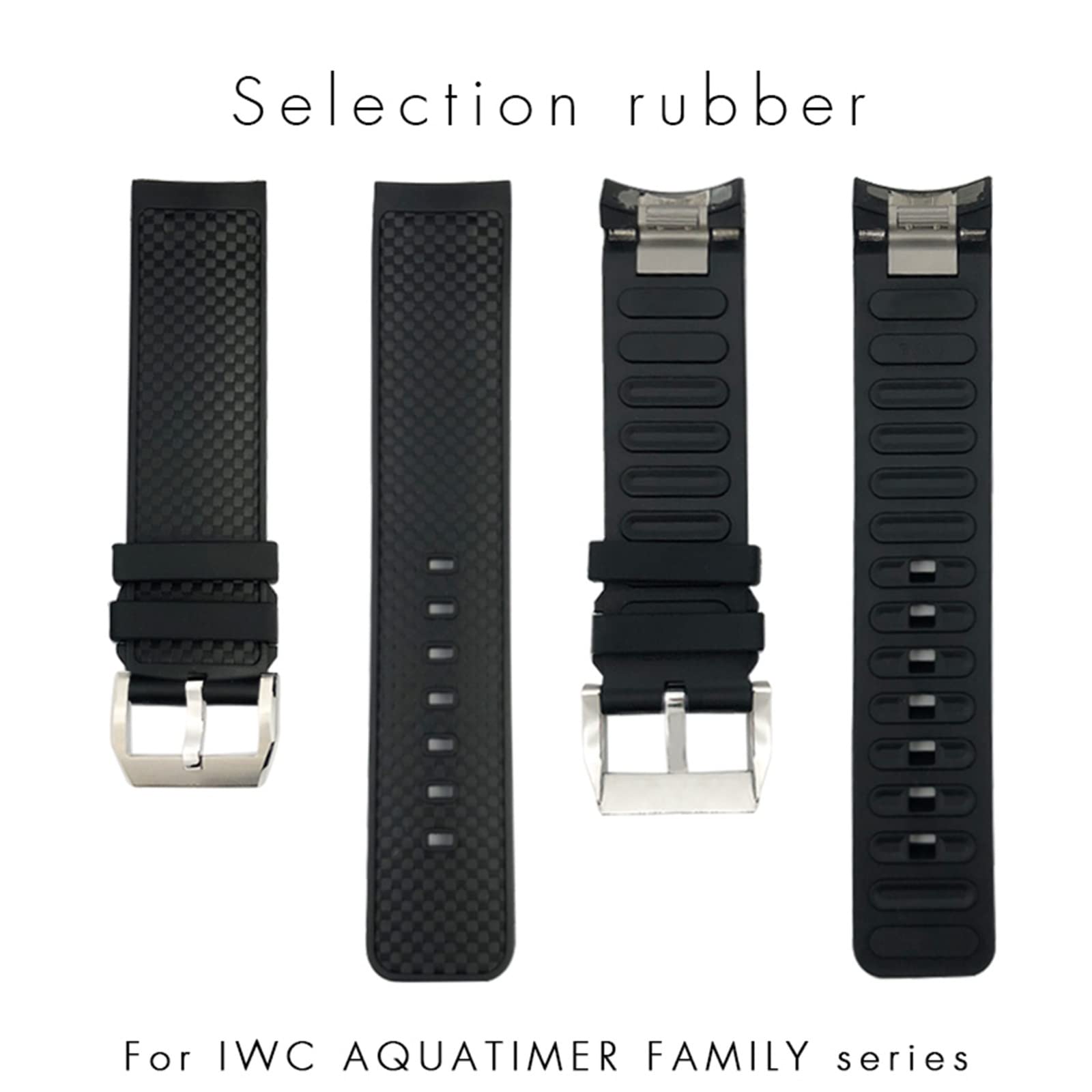 FACDEM 22mm Fluorine Rubber Watch Strap Soft Black Blue Watch Bands for IWC AQUATIMER FAMILY for Men Bracelet (Color : New version Black, Size : 22mm)