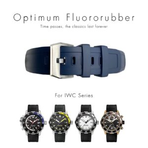 FACDEM 22mm Fluorine Rubber Watch Strap Soft Black Blue Watch Bands for IWC AQUATIMER FAMILY for Men Bracelet (Color : New version Black, Size : 22mm)