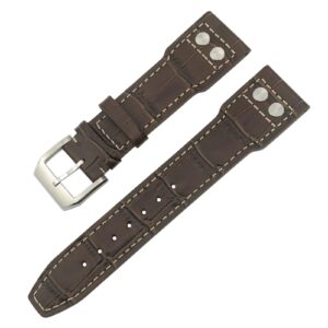 SKM Leather Watchband 20mm 21mm 22mm for IWC IW3777 IW3270 Mark 18 Big Pilot’s Watch Strap Brown Soft Cowhide Bracelets (Color : Brown Rivet Silver, Size : 21mm)