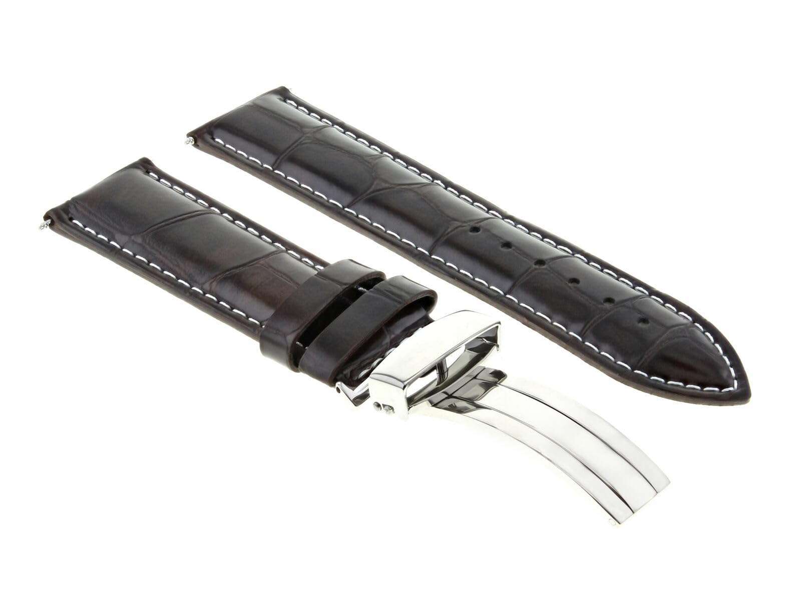 Ewatchparts 20MM LEATHER WATCH BAND STRAP FOR IWC PORTUGUESE DEPLOYMENT CLASP DARK BROWN WS