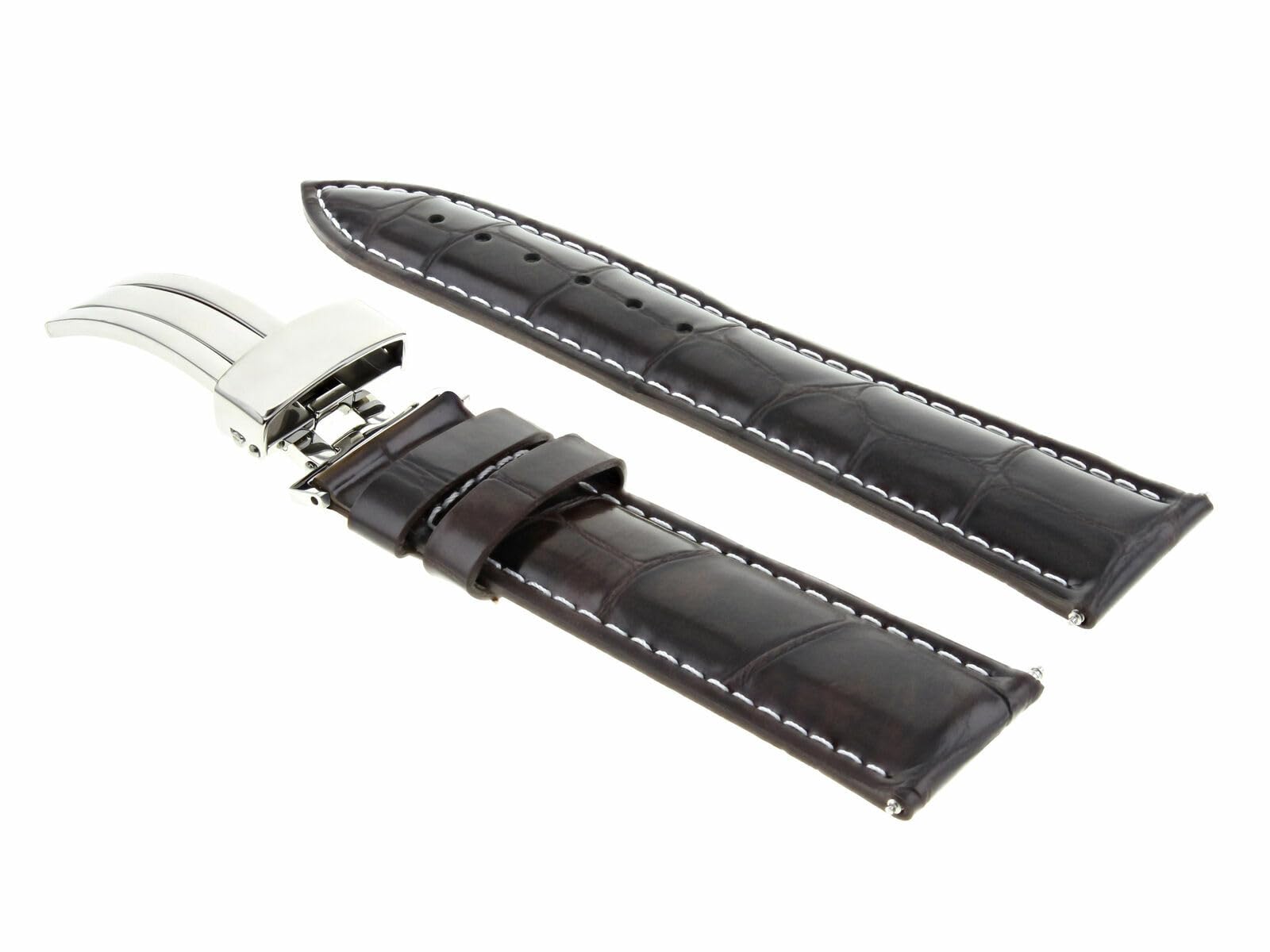 Ewatchparts 20MM LEATHER WATCH BAND STRAP FOR IWC PORTUGUESE DEPLOYMENT CLASP DARK BROWN WS