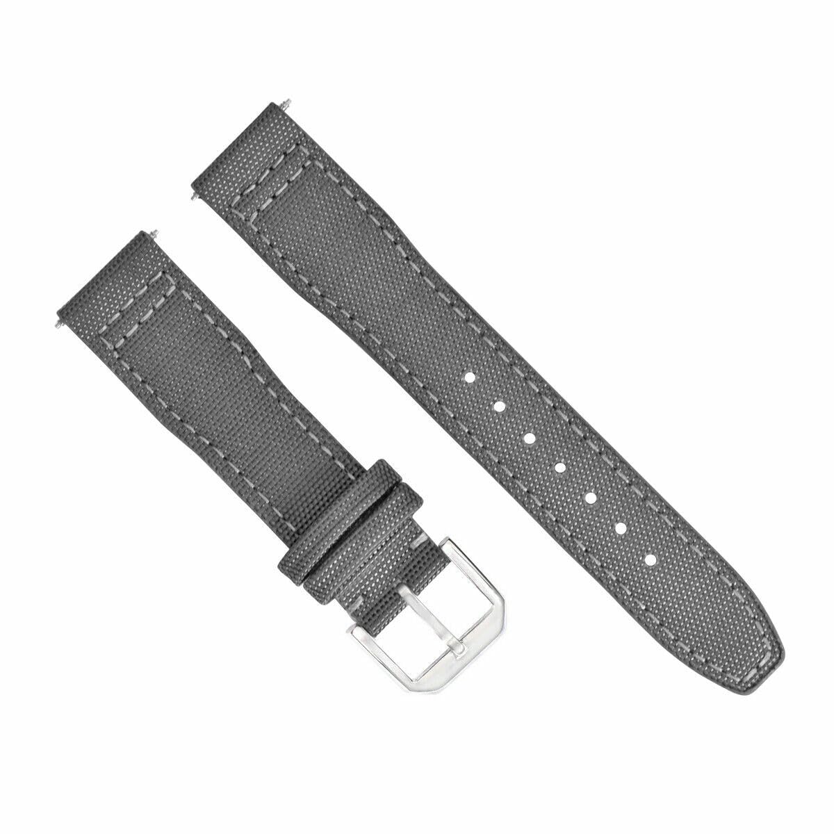 Ewatchparts 20MM CANVAS LEATHER WATCH BAND STRAP COMPATIBLE WITH IWC PILOT TOP GUN PORTUGUESE GREY