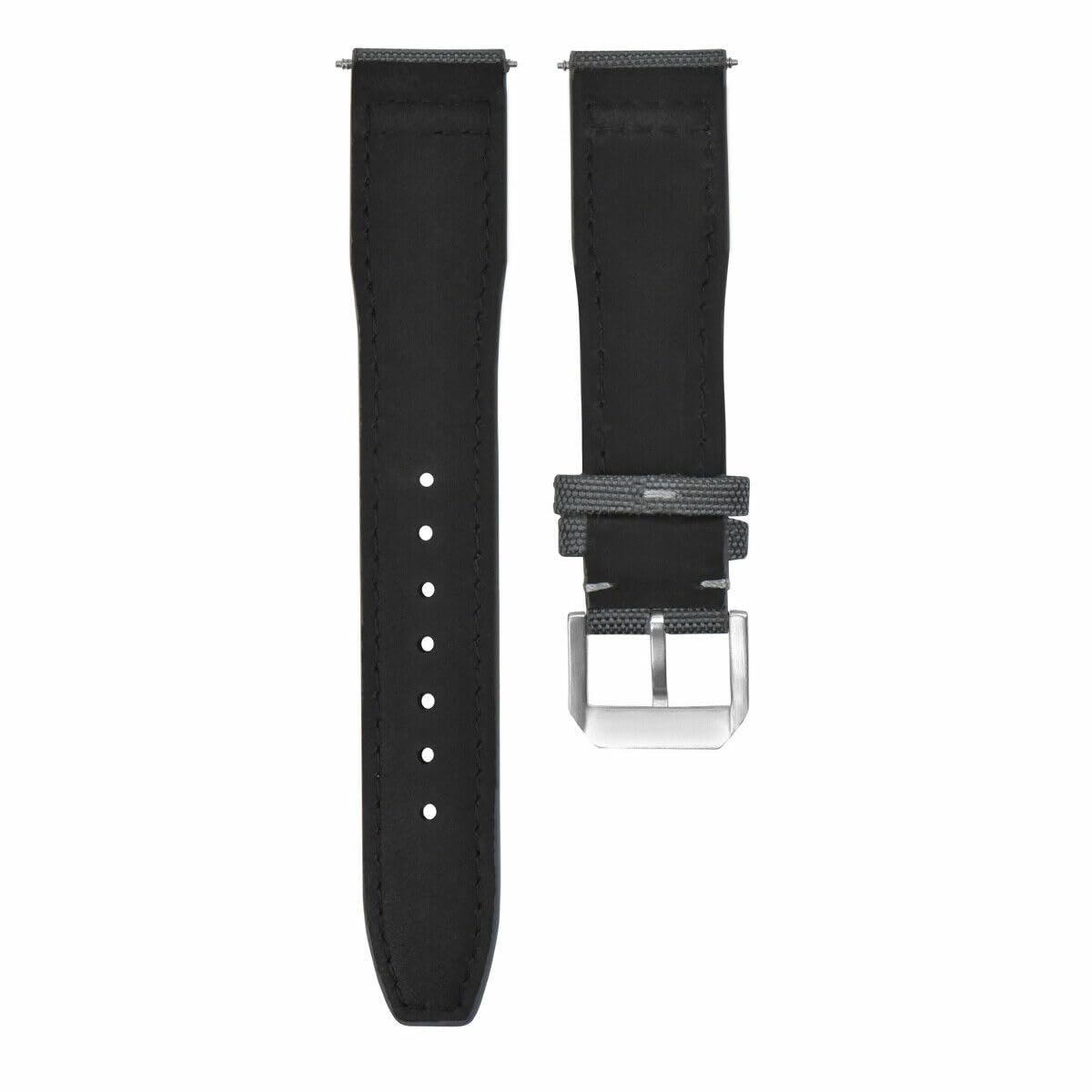 Ewatchparts 20MM CANVAS LEATHER WATCH BAND STRAP COMPATIBLE WITH IWC PILOT TOP GUN PORTUGUESE GREY