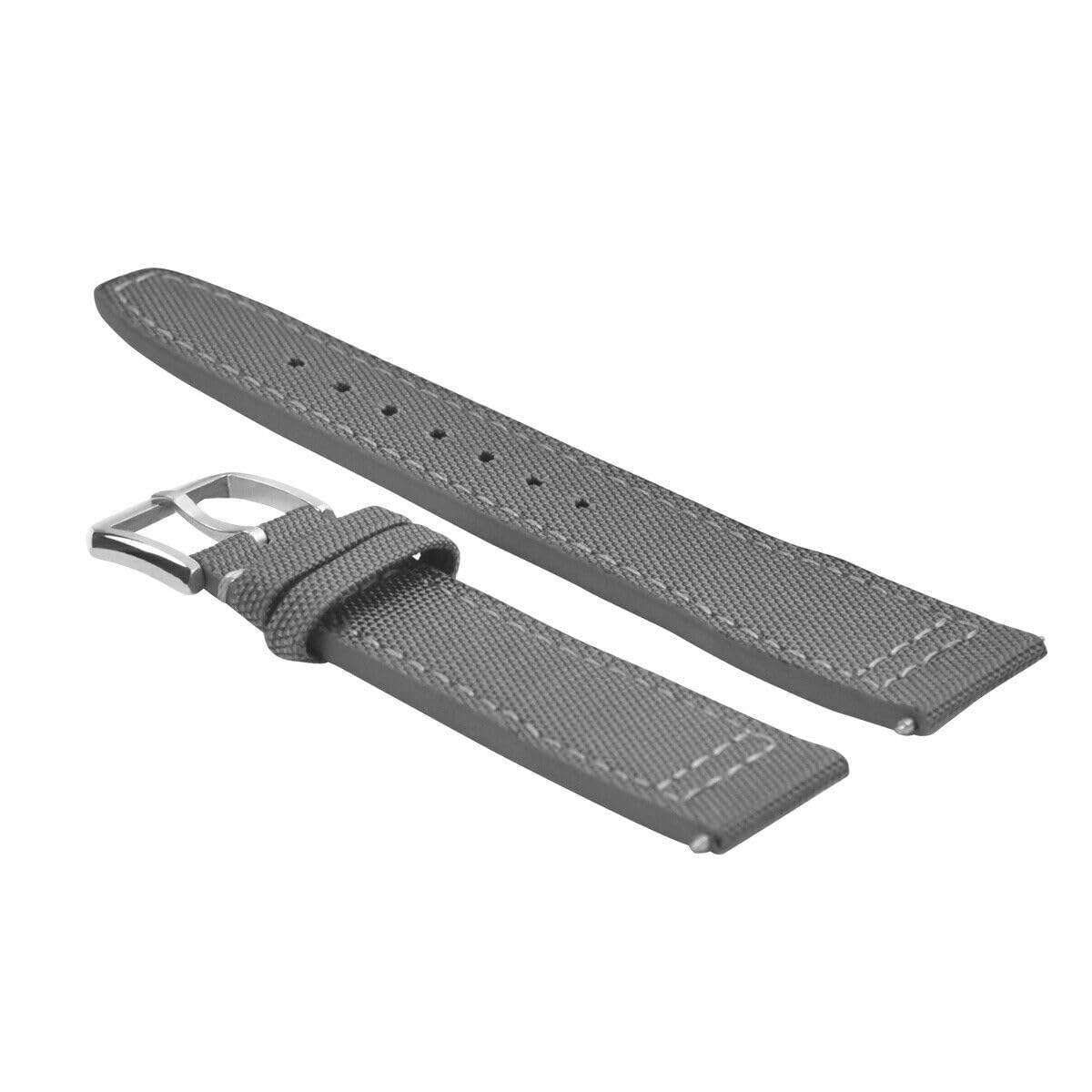 Ewatchparts 20MM CANVAS LEATHER WATCH BAND STRAP COMPATIBLE WITH IWC PILOT TOP GUN PORTUGUESE GREY