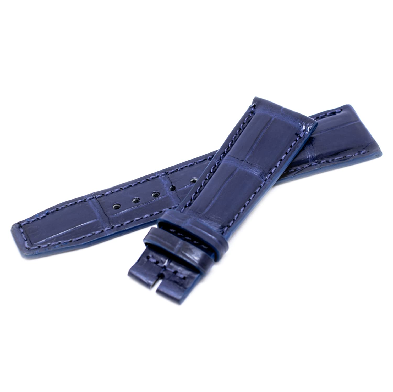 22mm Navy Blue Crocodile Handmade Straps For IWC Pilot Watches