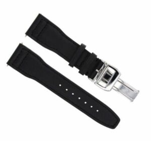 ewatchparts 22mm leather watch strap band deployment clasp for iwc pilot top gun black shiny