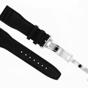 Ewatchparts 22MM LEATHER WATCH STRAP BAND DEPLOYMENT CLASP FOR IWC PILOT TOP GUN BLACK SHINY