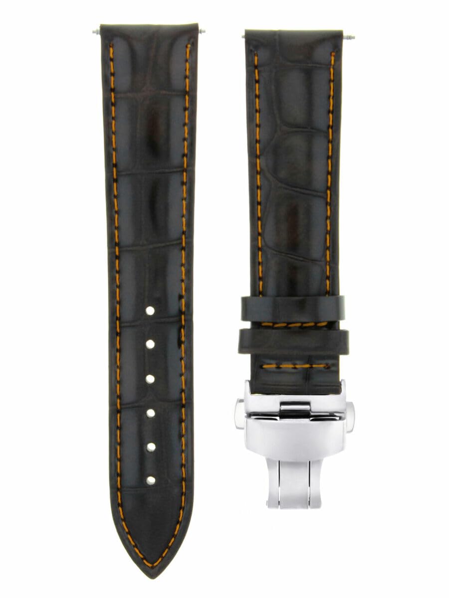 Ewatchparts 19MM LEATHER STRAP BAND DEPLOYMENT CLASP COMPATIBLE WITH IWC PORTUGUESE WATCH DARK BROWN OS