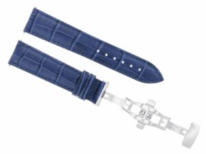 ewatchparts 18mm blue leather watch band strap deployment buckle clasp bracelet compatible with iwc 2b