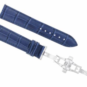 Ewatchparts 18MM BLUE LEATHER WATCH BAND STRAP DEPLOYMENT BUCKLE CLASP BRACELET COMPATIBLE WITH IWC 2B