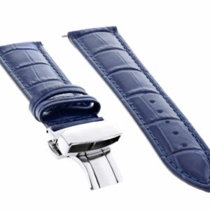 Ewatchparts 18MM BLUE LEATHER WATCH BAND STRAP DEPLOYMENT BUCKLE CLASP BRACELET COMPATIBLE WITH IWC 2B