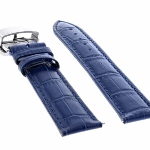 Ewatchparts 18MM BLUE LEATHER WATCH BAND STRAP DEPLOYMENT BUCKLE CLASP BRACELET COMPATIBLE WITH IWC 2B