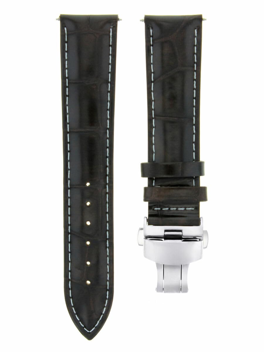 Ewatchparts 20MM LEATHER WATCH STRAP BAND COMPATIBLE WITH IWC SPITFIRE XV PILOT PORTUGESE DARK BROWN