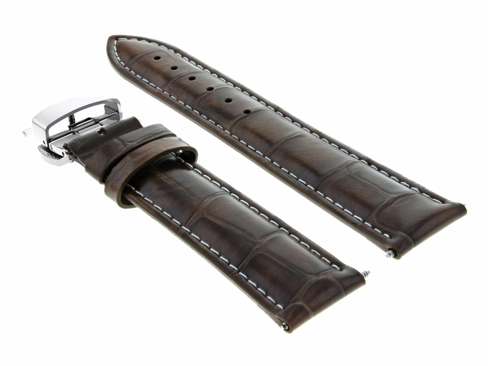 Ewatchparts 20MM LEATHER WATCH STRAP BAND COMPATIBLE WITH IWC SPITFIRE XV PILOT PORTUGESE DARK BROWN